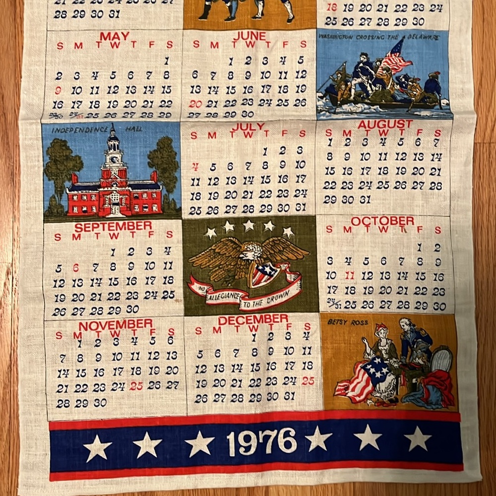 VTG Bicentennial 1976 Tea Towel Calendar - Picture 3 of 9